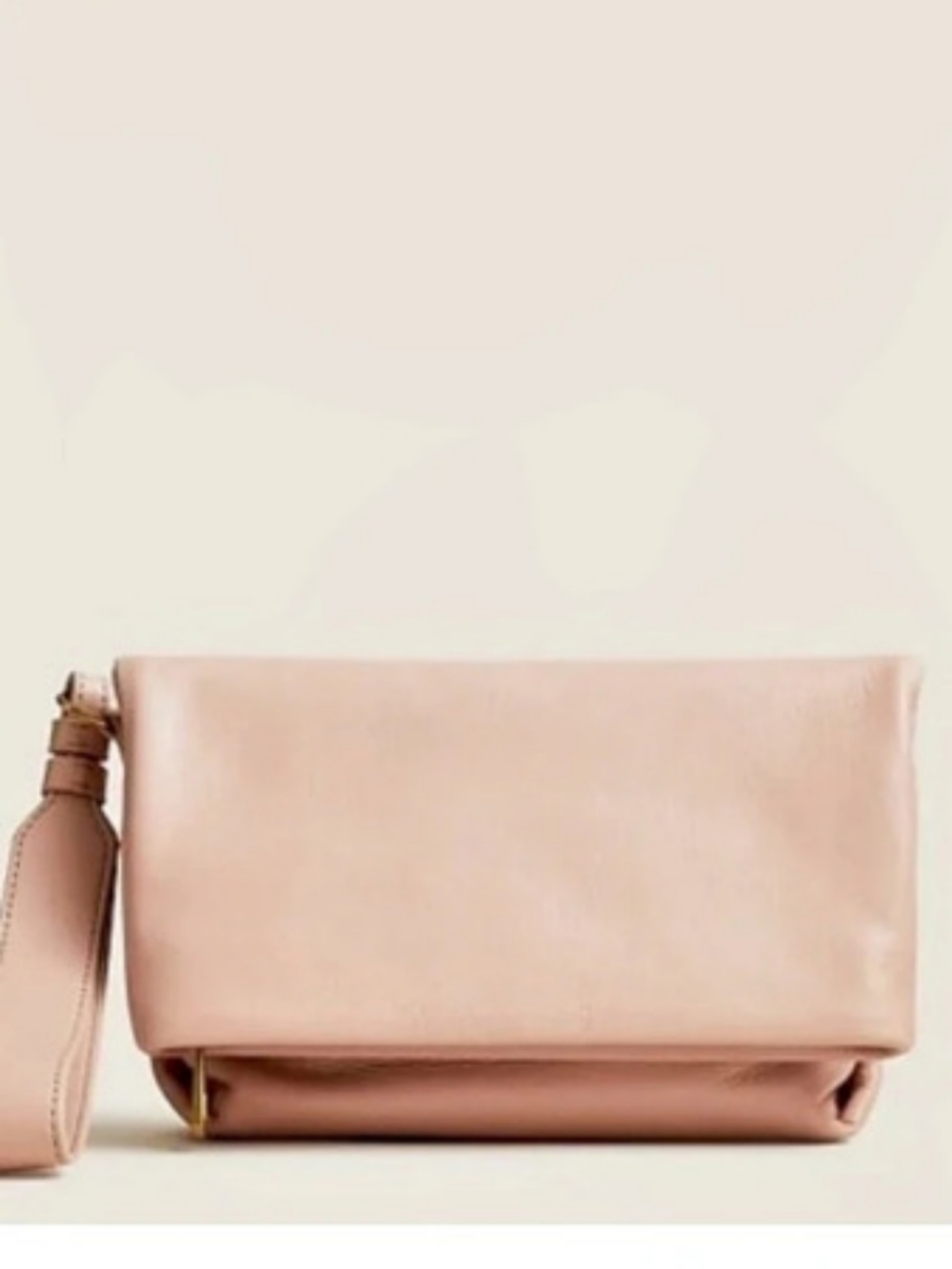 J.Crew Osli Leather Foldover Clutch Wristlet Pink NWT